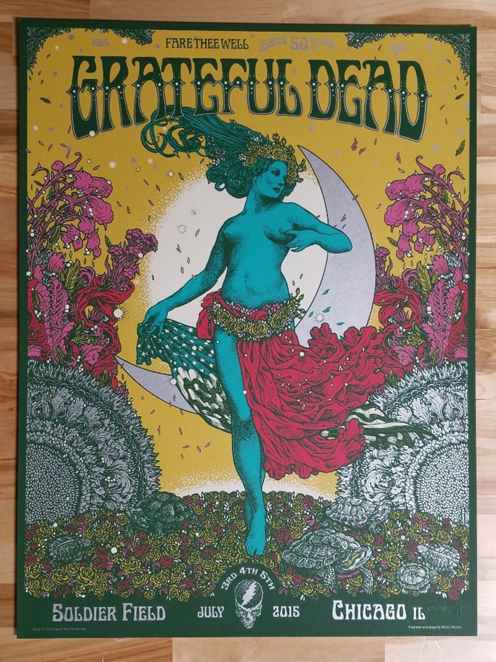 Grateful Dead "Fare Thee Well" GD 50 Poster-Soldier Field, Chicago July 2015